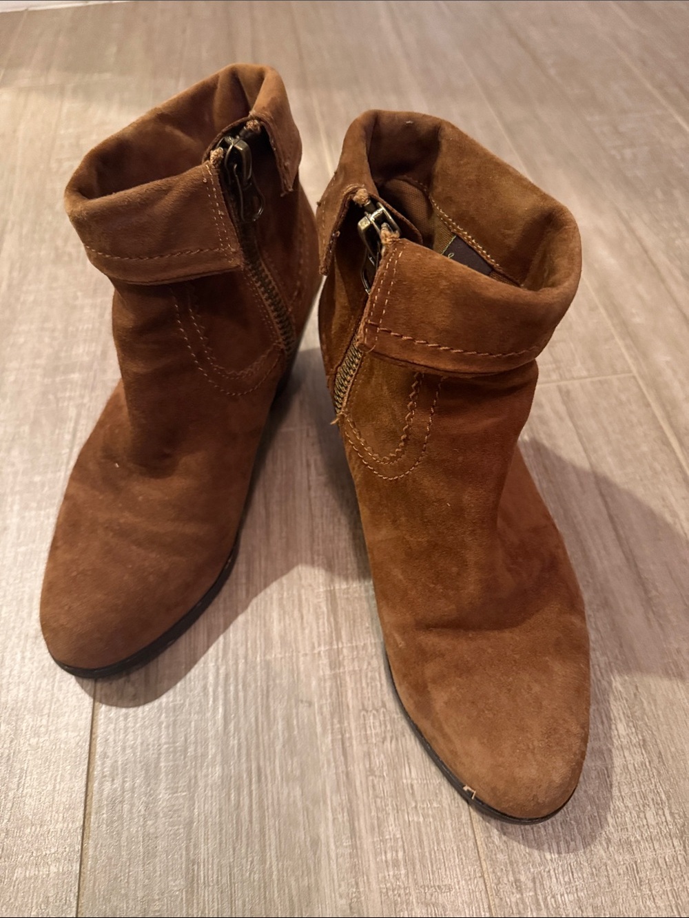 Sam Edelman Brown Suede Fold-Over Ankle Booties